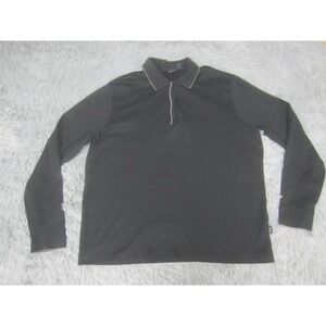 Hugo Boss Sweater Mens 2XL Black 1/4 Zip Collared Knit Pullover Long Sleeve